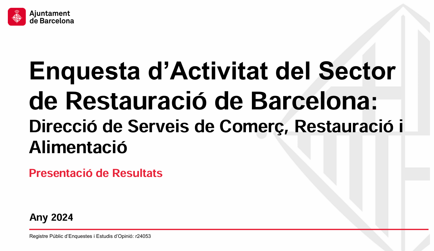 Portada: 09. Enquesta sobre l’activitat del sector de la restauració de Barcelona (2025)